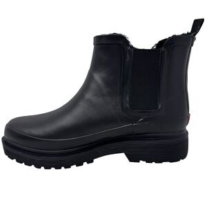Chooka Premium Women’s Handcrafted Fur Lined Ankle Rain Boots Black Size 8